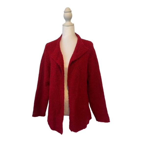 Designers Originals Vintage Open Style Wool Blend Deep Red Cardigan Jacket Sz L - Picture 2 of 8